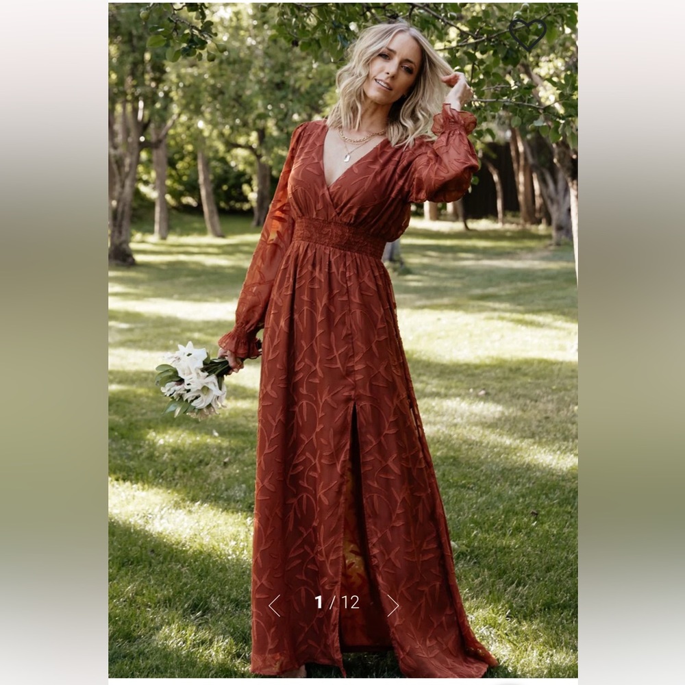 Baltic Born Bridget Textured Maxi Dress, Rust, Size Small